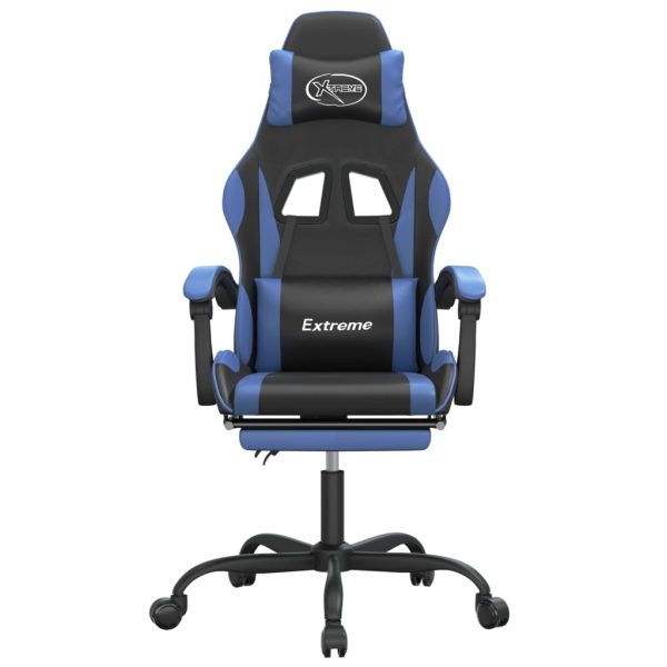 Swivel Gaming Chair with Footrest Faux Leather – Black and Blue