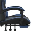 Swivel Gaming Chair with Footrest Faux Leather – Black and Blue