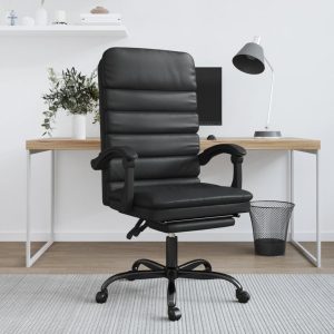 Massage Reclining Office Chair Black Faux Leather