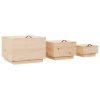 Storage Boxes with Lids 3 pcs Solid Wood Pine