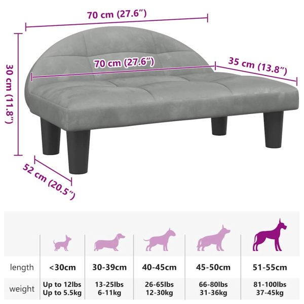 Dog Bed Light Grey 70x52x30 cm Velvet