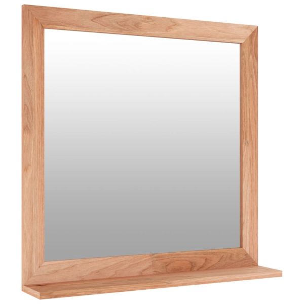 Wall Mirror 55×55 cm Solid Wood Walnut