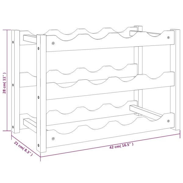 Wine Rack for 12 Bottles Solid Wood Walnut