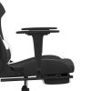 Gaming Chair with Footrest Fabric – Black and White