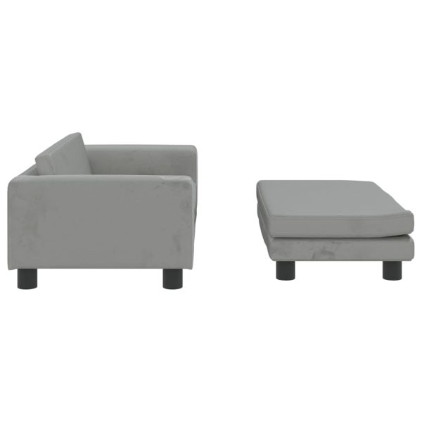 Kids Sofa with Footstool Light Grey 100x50x30 cm Velvet