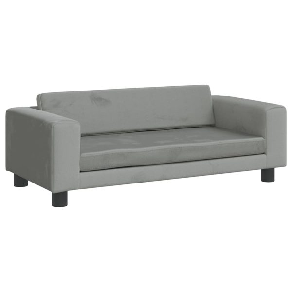 Kids Sofa with Footstool Light Grey 100x50x30 cm Velvet