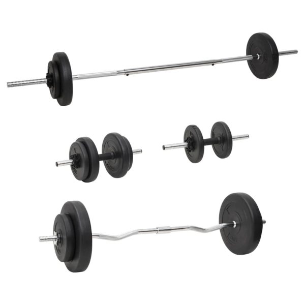 Barbell and Dumbbell with Plates – Straight bar + curl bar + dumbbell bar, 60 kg