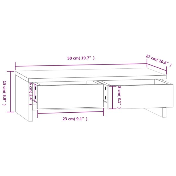 Alexander Monitor Stand Solid Wood Pine – 50x27x15 cm, Brown