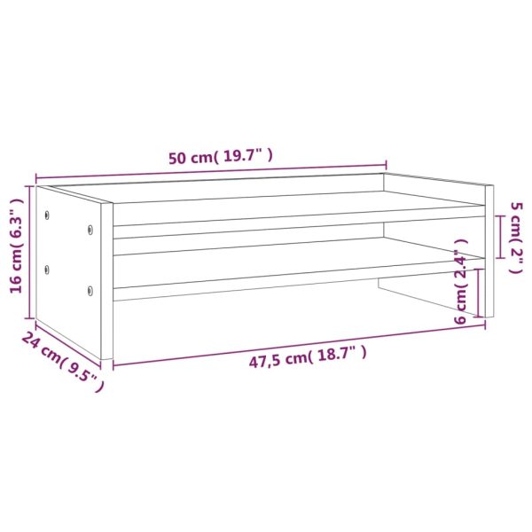 Monitor Stand Solid Wood Pine – 50x24x16 cm, Brown