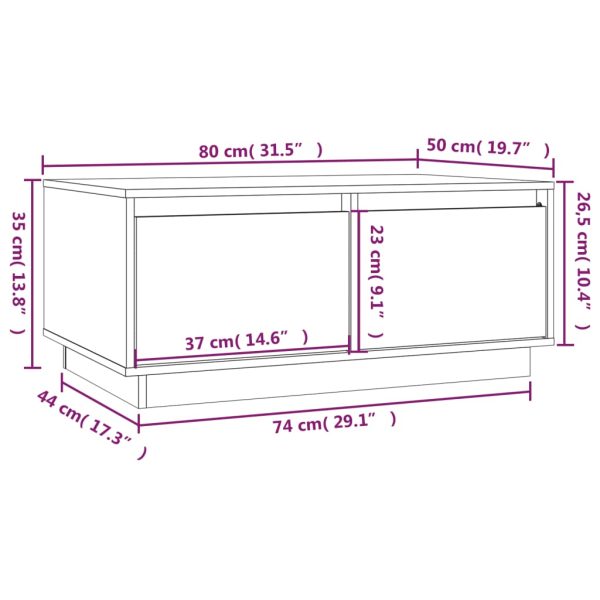 Coffee Table 80x50x35 cm Solid Wood Pine