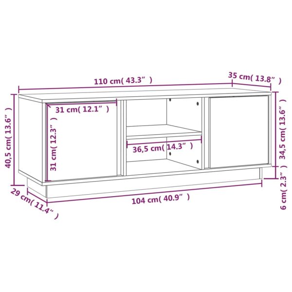 TV Cabinet 110x35x40.5 cm Solid Wood Pine