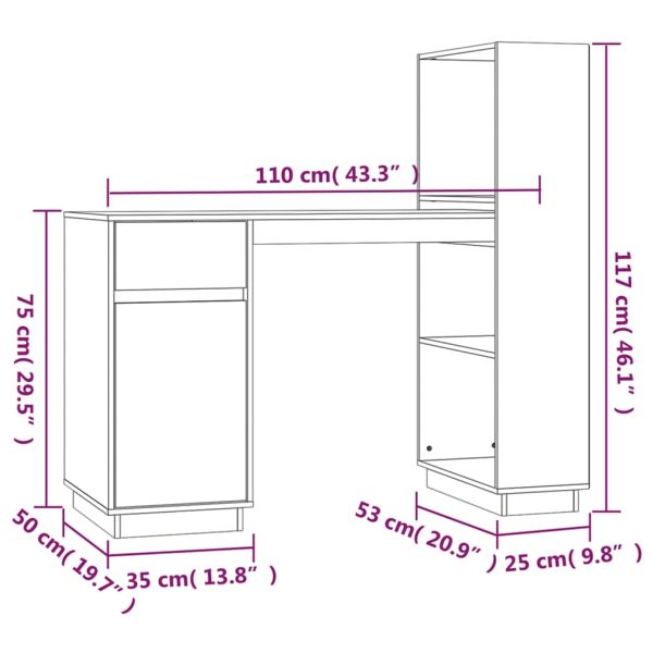 Desk 110x53x117 cm Solid Wood Pine