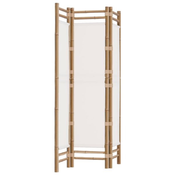 Cumbernauld Folding Room Divider Bamboo and Canvas – 120×180 cm, Cream White