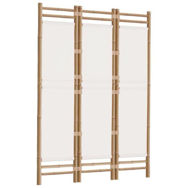 Cumbernauld Folding Room Divider Bamboo and Canvas – 120×180 cm, Cream White