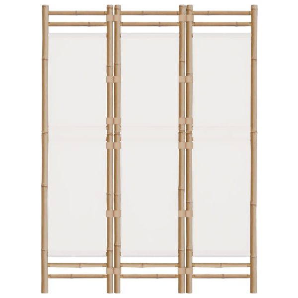 Cumbernauld Folding Room Divider Bamboo and Canvas – 120×180 cm, Cream White