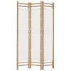 Cumbernauld Folding Room Divider Bamboo and Canvas – 120×180 cm, Cream White