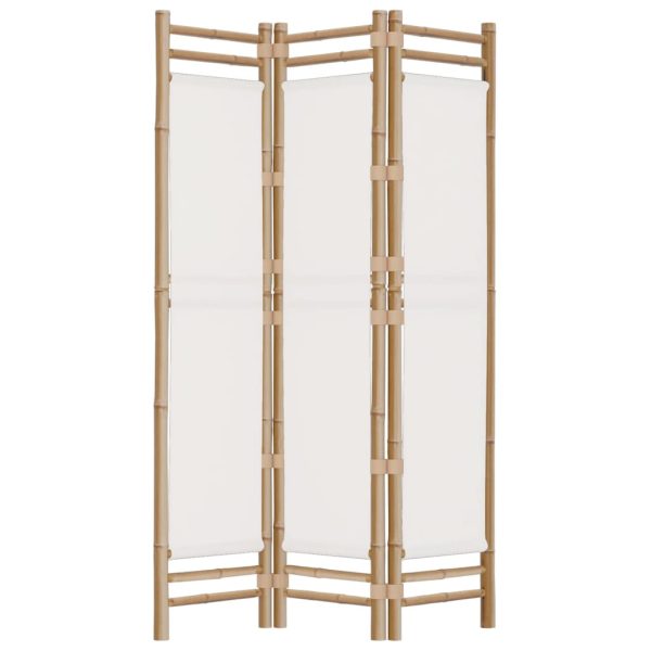 Cumbernauld Folding Room Divider Bamboo and Canvas – 120×180 cm, Cream White