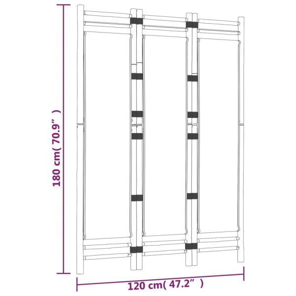 Cumbernauld Folding Room Divider Bamboo and Canvas – 120×180 cm, Cream White