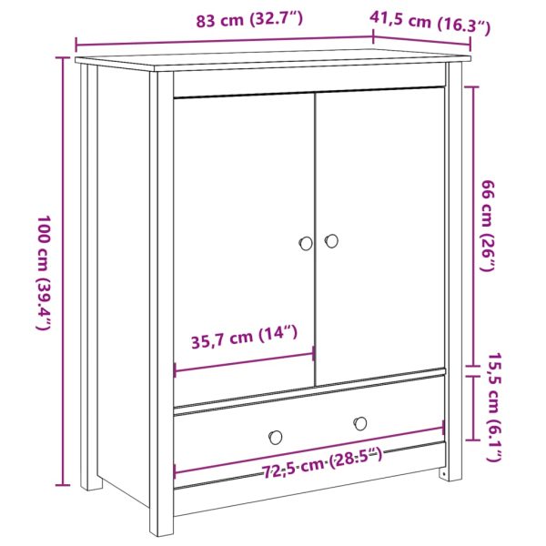 Highboard 83×41.5×100 cm Solid Pine Wood – Brown