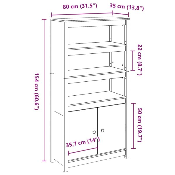 Highboard 80x35x154 cm Solid Pine Wood – Brown