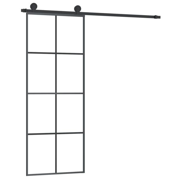 Sliding Door with Hardware Set  ESG Glass&Aluminium – 76×205 cm, 4×2 grids