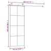 Sliding Door with Hardware Set  ESG Glass&Aluminium – 76×205 cm, 4×2 grids