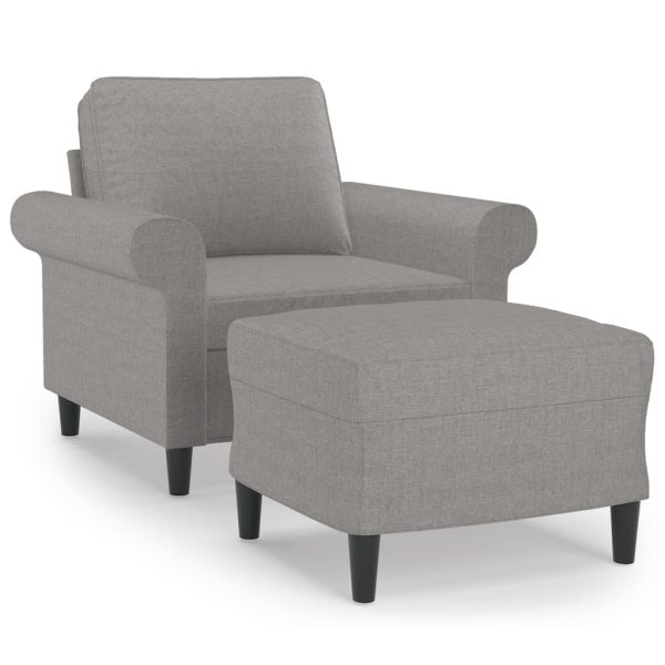 Escondido Sofa Chair with Footstool Fabric – Light Grey