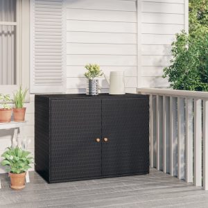 Garden Storage Cabinet 100x55.5x80 cm Poly Rattan