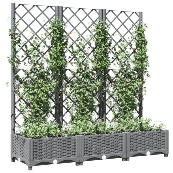 Garden Planter with Trellis PP – 120x40x121.5 cm, Light Grey