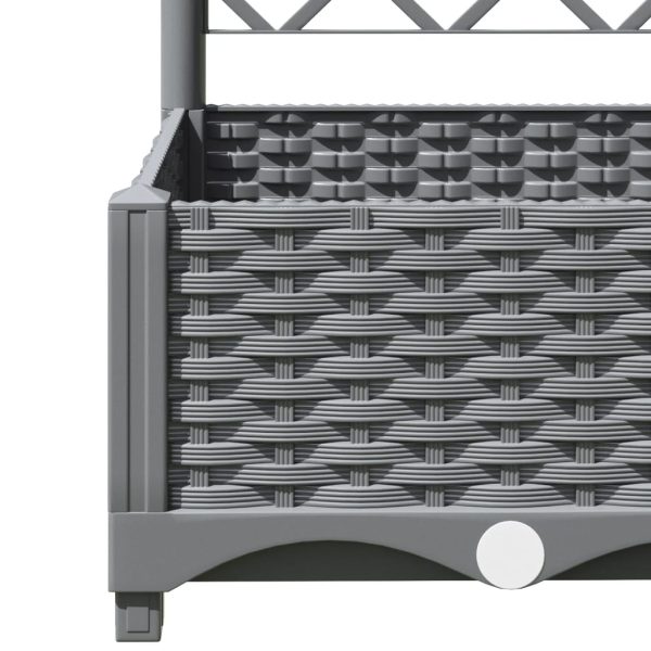 Garden Planter with Trellis PP – 120x40x121.5 cm, Light Grey