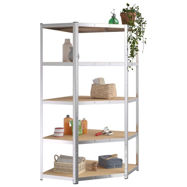 5-Layer Heavy-duty Shelves Steel&Engineered Wood – Silver, 2