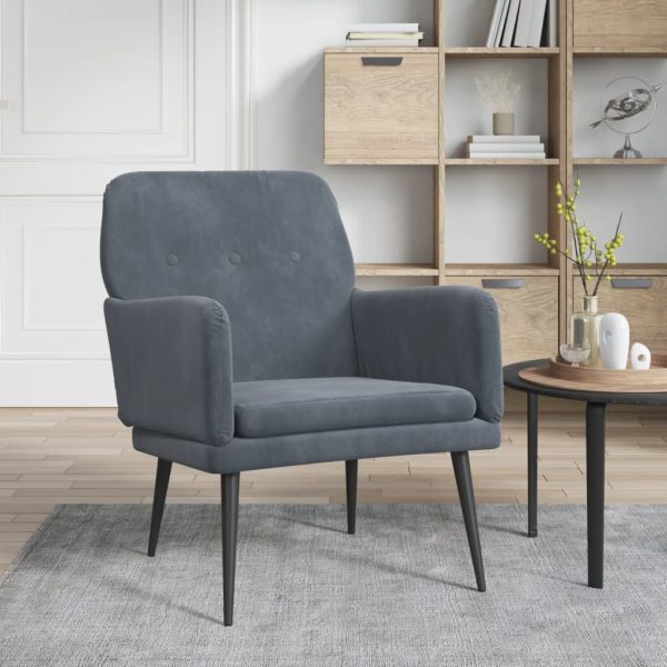 Armchair 62x79x79 cm Velvet – Dark Grey