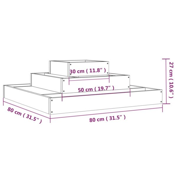 Planter Solid Wood Pine – 80x80x27 cm, Natural