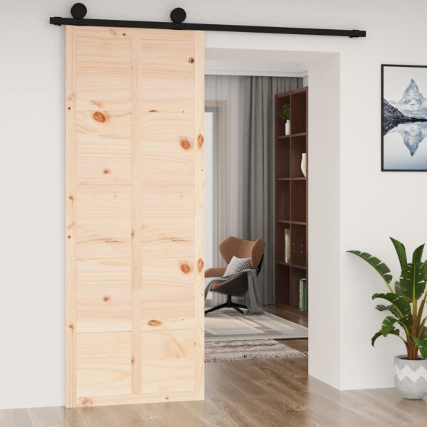 Barn Door Solid Wood Pine – 80×1.8×214 cm, Brown