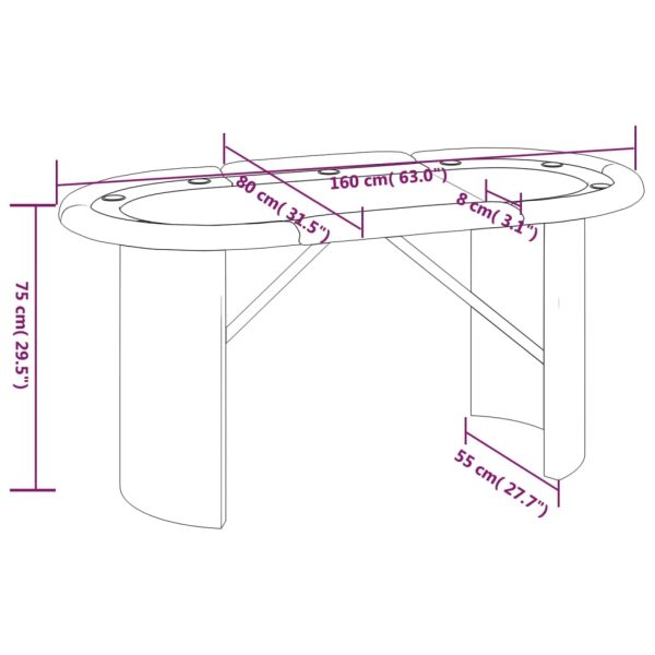 10-Player Poker Table 160x80x75 cm – Green