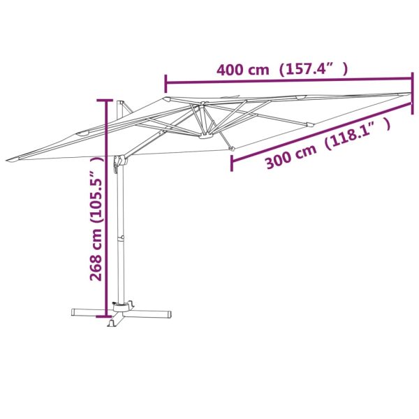 Cantilever Umbrella with Aluminium Pole Taupe 400×300 cm