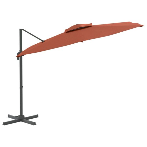 Double Top Cantilever Umbrella Terracotta 400×300 cm