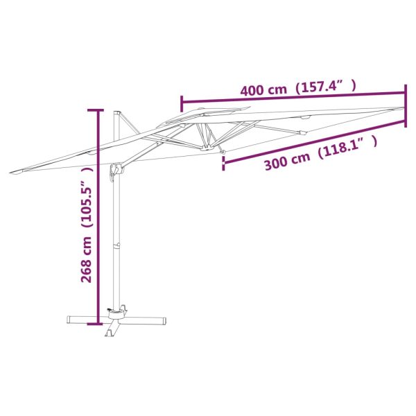 Double Top Cantilever Umbrella Terracotta 400×300 cm