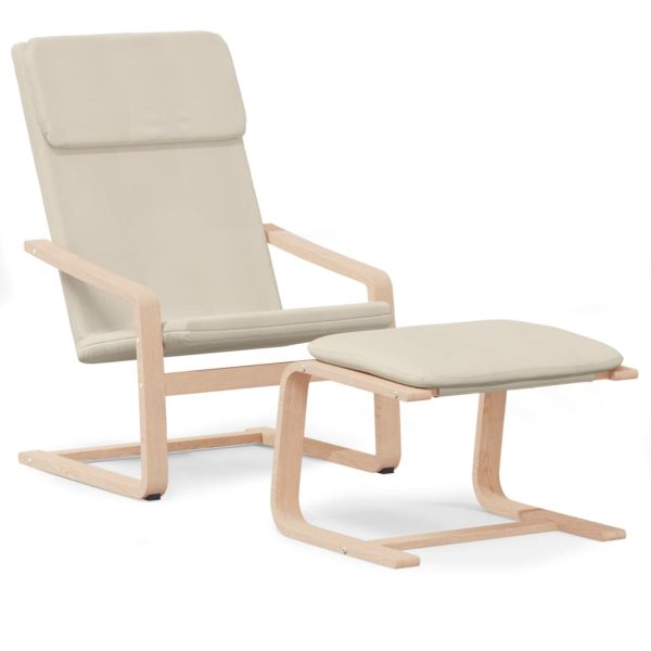 Relaxing Chair with Footstool Fabric – Cream