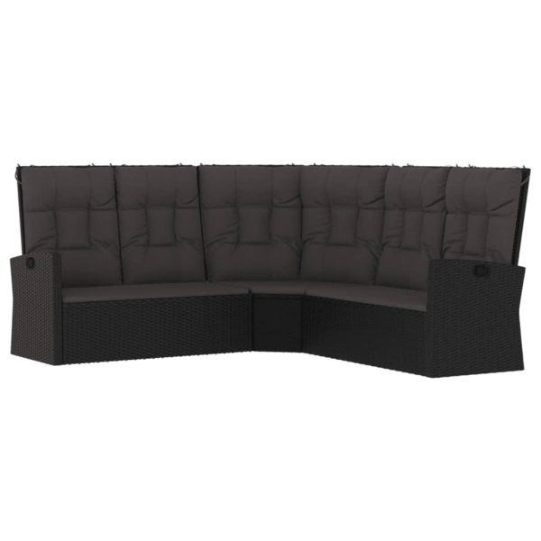 Reclining Corner Sofa with Cushions Poly Rattan – Black