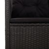 Reclining Garden Bench with Cushions 173 cm Poly rattan – Black