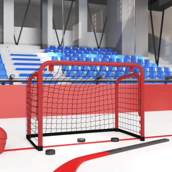 Hockey Goal with Net Red and Black 68x32x47 cm Steel and Polyester