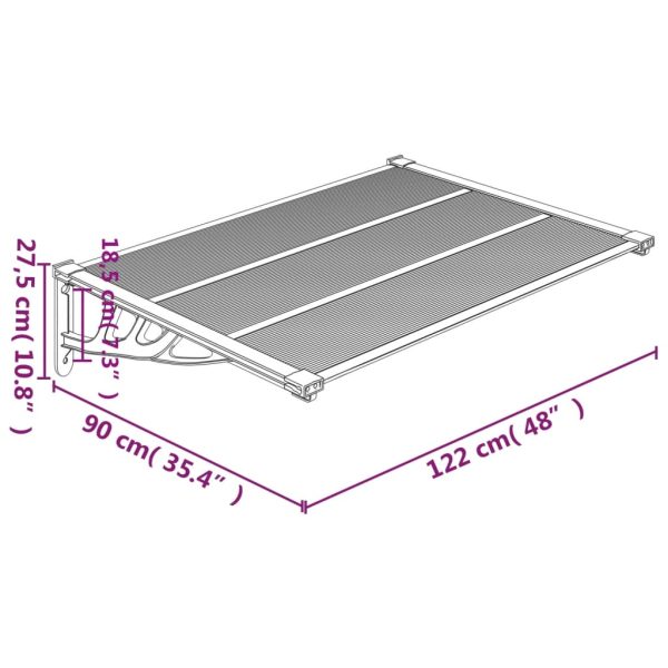 Door Canopy Grey and Transparent Polycarbonate – 122×90 cm