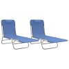 Folding Sun Loungers 2 pcs Textilene and Steel – Blue