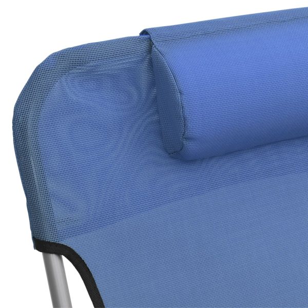 Folding Sun Loungers 2 pcs Textilene and Steel – Blue