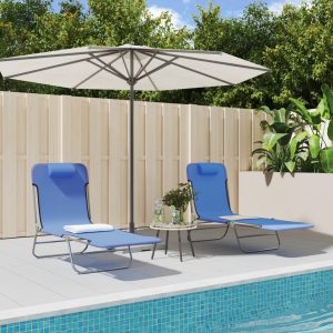 Folding Sun Loungers 2 pcs Textilene and Steel