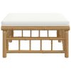 Garden Footstool with Cushion Bamboo – Cream