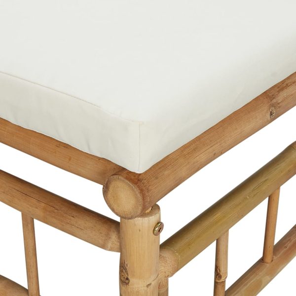 Garden Footstool with Cushion Bamboo – Cream