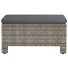 Garden Footrest with Cushion Grey Poly Rattan