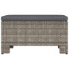 Garden Footrest with Cushion Grey Poly Rattan